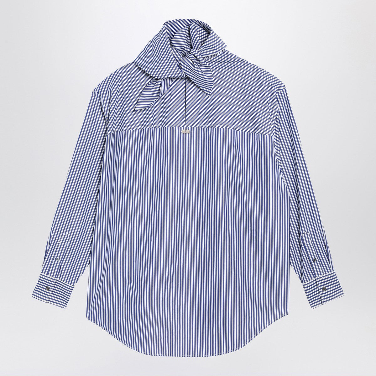 Ami Paris Blue striped poplin shirt with scarf